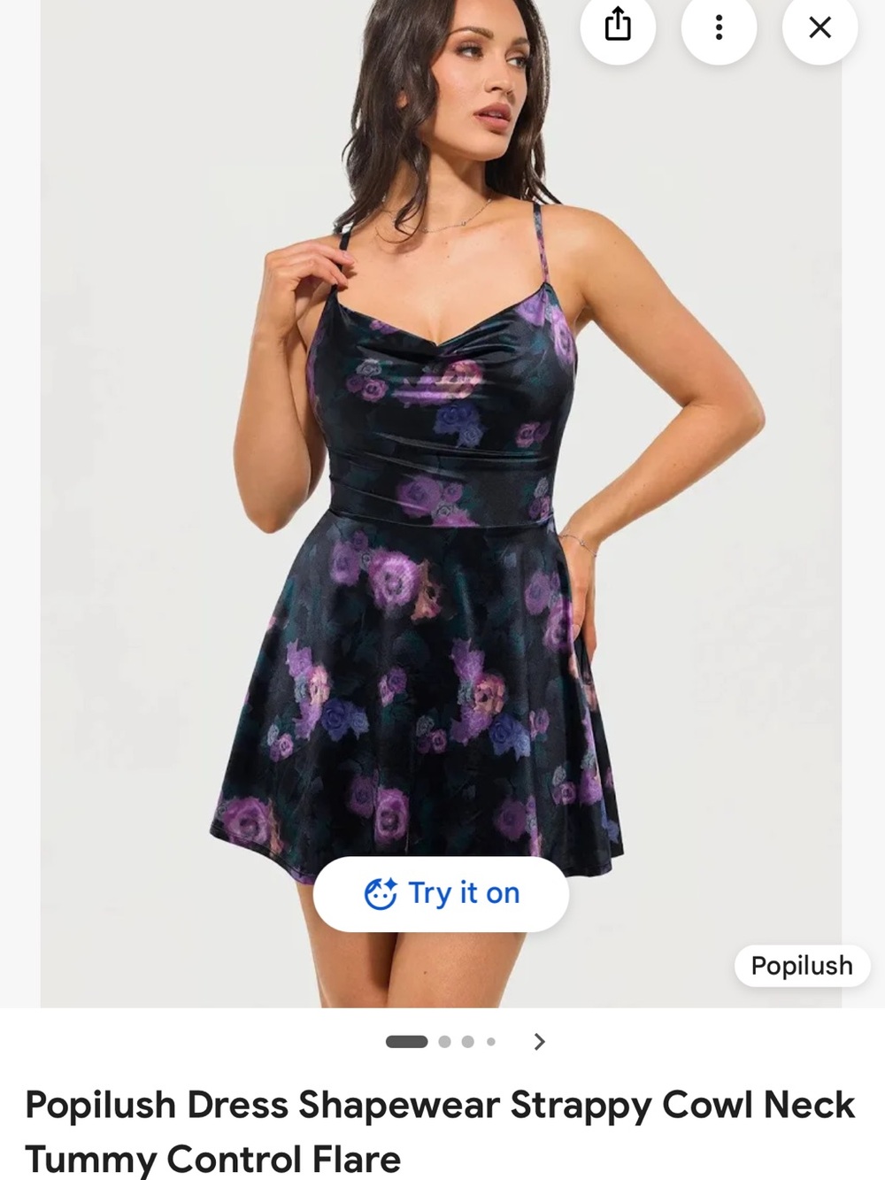 Nwt Floral Cowl Neck Strappy Dress in Black and Purple